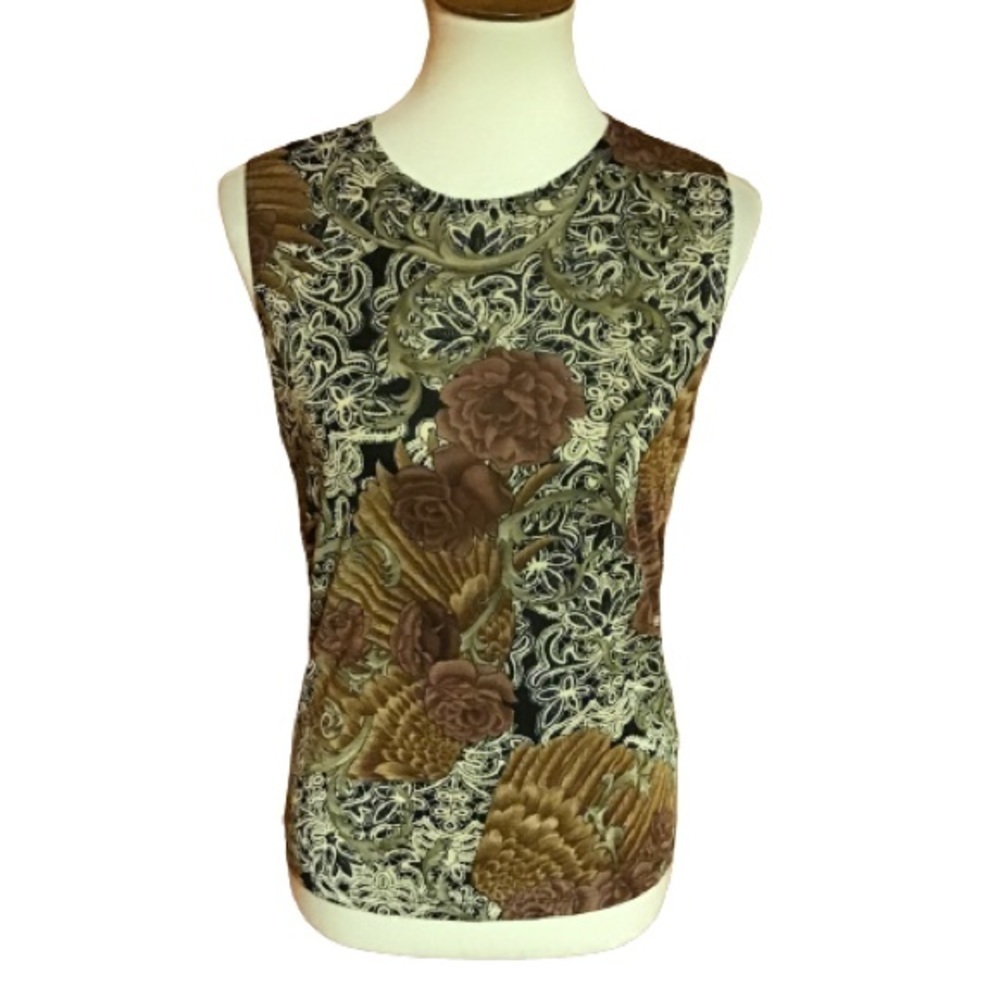 Retro Y2K autumn floral sleeveless top